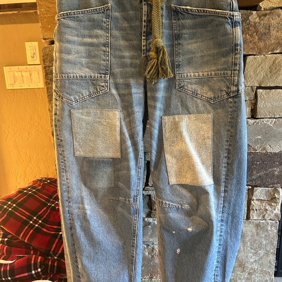 We The Free Blue barrel Jeans with Green Tie - Picture 12 of 12